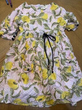 Girls' 3-4yrs Yellow Lemon-Print Casual Dress by Bells Moda